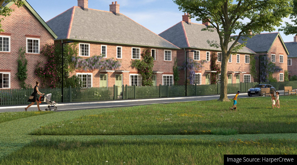 CGI of the new housing development in Creswell, East Midlands