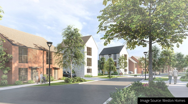 CGI of Weston Homes Viridis development of 600 homes in Stanway, Essex